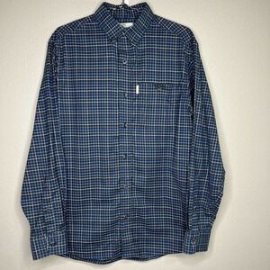 Bob Timberlake Men's Blue Plaid 100% Cotton Long Sleeve Button-Down Shirt Sz M